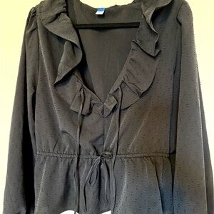 Old Navy Black Top with Ruffle Accents